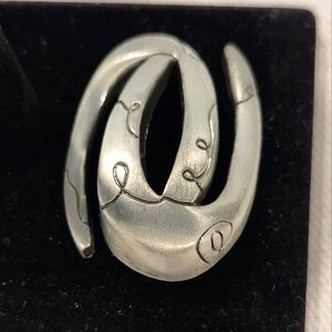 Vintage Lisa Jenks Modernist Slide‎ Pendant Pewter Medallion